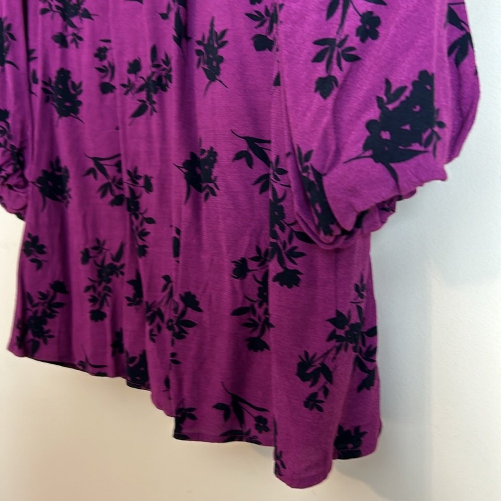 Suzy Shier women’s top ballon sleeve lined‎ floral size large - Picture 3 of 10